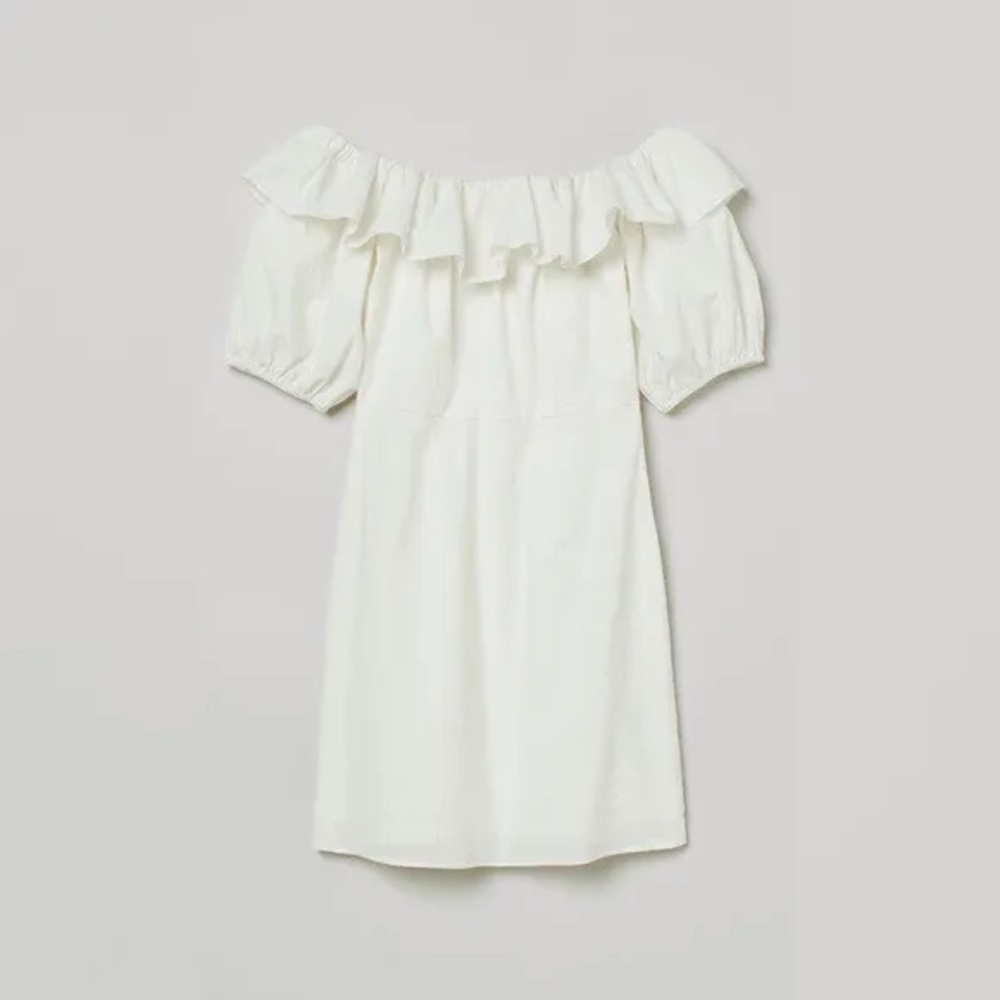 H&M white linen blend dress